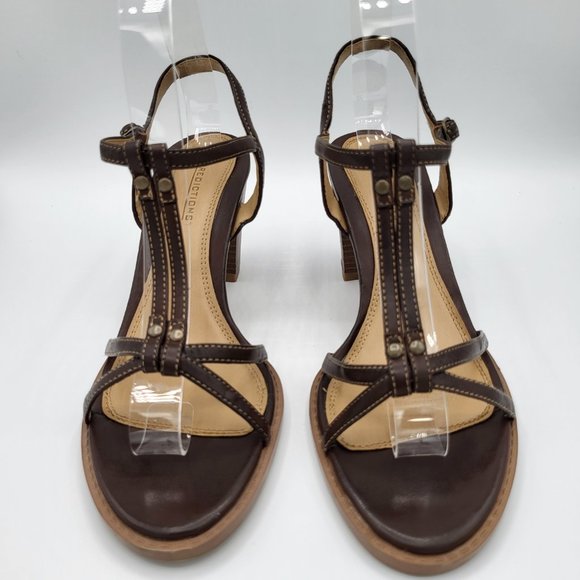 Predictions Brown Strappy Chunky Heel Sandals SZ 7.5 - Picture 2 of 14